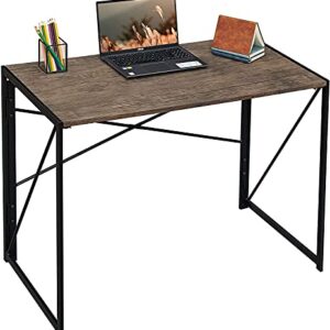 Amazon Brand - Coavas Simple Home Office Rectangular Folding Desk (No Assembly Required), Writing Computer Desk Space Saving Foldable Table, Brown, 19.7" D x 39.4" W x 28.3" H