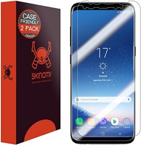 skinomi galaxy s8 screen protector (2-pack,case friendly), techskin full coverage screen protector for samsung galaxy s8 clear hd anti-bubble film
