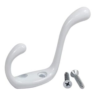 5 pack rok hardware heavy duty dual home closet wall towel coat hook, 3-1/2", white rokch101wh