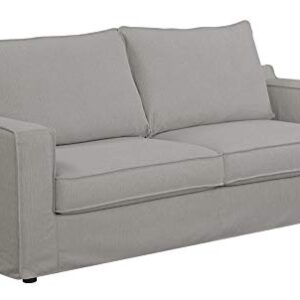 Serta Colton 85" Upholstered Living Room Sofa with Removable Slip Covers, Modern Track Arm Fabric Couch, Soft Comfortable Cushions, Linen Beige