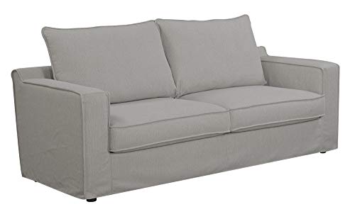 Serta Colton 85" Upholstered Living Room Sofa with Removable Slip Covers, Modern Track Arm Fabric Couch, Soft Comfortable Cushions, Linen Beige