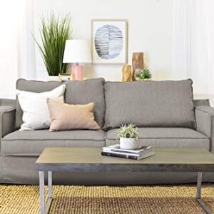 Serta Colton 85" Upholstered Living Room Sofa with Removable Slip Covers, Modern Track Arm Fabric Couch, Soft Comfortable Cushions, Linen Beige