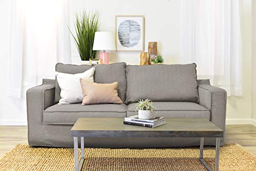 Serta Colton 85" Upholstered Living Room Sofa with Removable Slip Covers, Modern Track Arm Fabric Couch, Soft Comfortable Cushions, Linen Beige