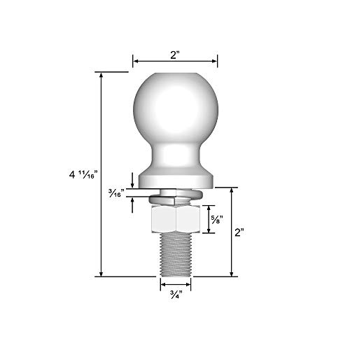 Quick Products QP-HB3007 2" Chrome Hitch Ball - 3/4" Diameter x 2" Long Shank - 3,500 lbs.