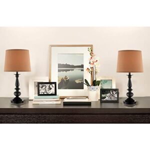 Catalina 18842-002 Traditional 2-Piece Matching Trophy Table Lamp Set with Coffee Silken Shades, 22.25, Classic Oil Rubbed Bronze