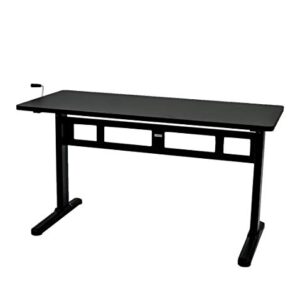 ErgoMax Adjustable Crank Desk w/Tabletop, 45 Inch Max Height, Black