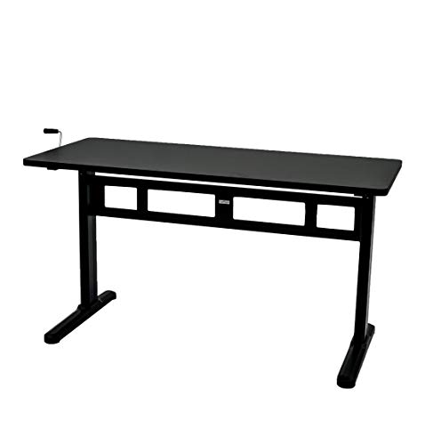 ErgoMax Adjustable Crank Desk w/Tabletop, 45 Inch Max Height, Black