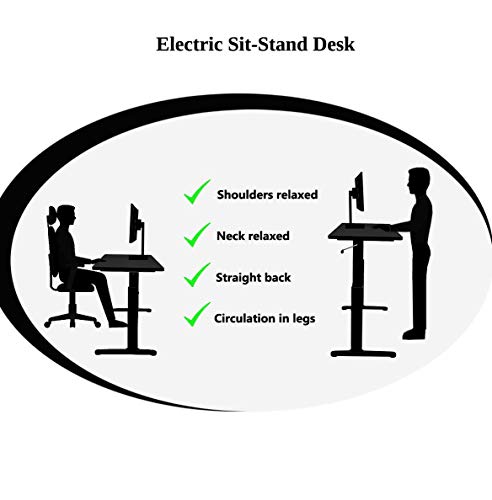 ErgoMax Adjustable Crank Desk w/Tabletop, 45 Inch Max Height, Black