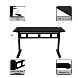 ErgoMax Adjustable Crank Desk w/Tabletop, 45 Inch Max Height, Black