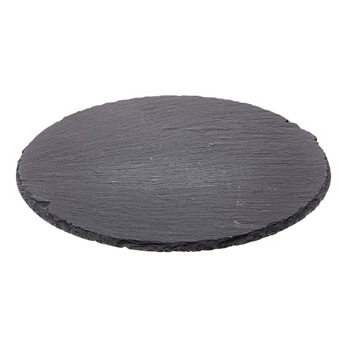 Cilio Slate Round Cheese Board, Natural Stone Tray for Serving Cheese, Charcuterie, Sushi, Appetizers, and More, Black, 11" diameter