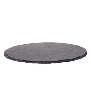 Cilio Slate Round Cheese Board, Natural Stone Tray for Serving Cheese, Charcuterie, Sushi, Appetizers, and More, Black, 11" diameter