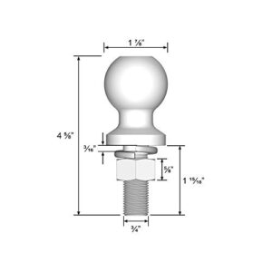 Quick Products QP-HB3001 1-7/8" Chrome Hitch Ball - 3/4" Diameter x 2" Long Shank - 2,000 lbs.