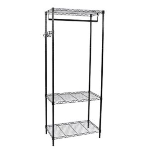 apollo hardware 3-shelf wire shelving garment rack 14"x24"x60" (black)