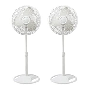 lasko 16 inch oscillating adjustable tilting pedestal stand fan, white (2 pack) (2520 x 2)