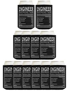 funny engineer gifts engineer nutritional facts engineer gag gifts for engineer graduation gifts 12 pack can coolie drink coolers coolies black