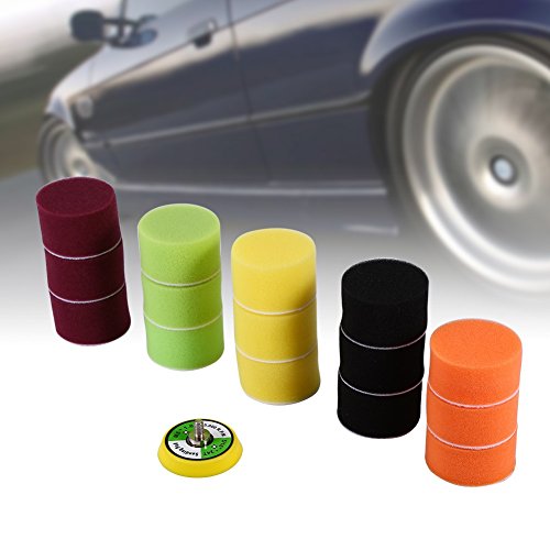 VGEBY 16 Pcs 2" Waxing Buffing Polishing Pads Car Clearing Tools+ M6 Drill Adapter for Car Beauty Remove Dirty 2 Inch Buffing Pad