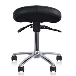 2xhome - Ergonomic Backless Rolling Saddle Stool Office Chair with Adjustable Height and Tilt, Black