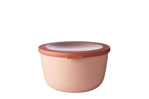 mepal, cirqula multi food storage and serving bowl with lid, food prep container, nordic blush, 2.1 quarts (2 liters, 68 ounces), 1 count