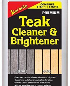 STAR BRITE Teak Cleaner & Brightener - One-Step Teak Restoration Renew Weathered, Gray, Teak for Refinishing or Oiling - Restore & Enhance the Natural Warmth & Wood Grain of Fine Wood 32 OZ (094932)