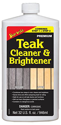 STAR BRITE Teak Cleaner & Brightener - One-Step Teak Restoration Renew Weathered, Gray, Teak for Refinishing or Oiling - Restore & Enhance the Natural Warmth & Wood Grain of Fine Wood 32 OZ (094932)