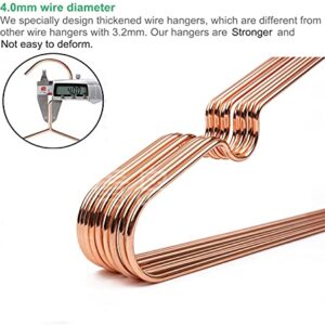 Koobay 16.5” Rose Gold Shiny Metal Wire Clothes Hangers, 10-Pack, Non Slip Shoulders for Shirts Coat Slacks Storage Display (10)