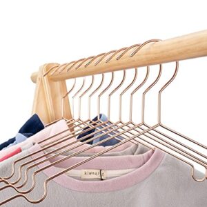 Koobay 16.5” Rose Gold Shiny Metal Wire Clothes Hangers, 10-Pack, Non Slip Shoulders for Shirts Coat Slacks Storage Display (10)