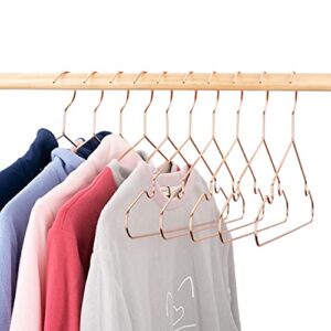 Koobay 16.5” Rose Gold Shiny Metal Wire Clothes Hangers, 10-Pack, Non Slip Shoulders for Shirts Coat Slacks Storage Display (10)