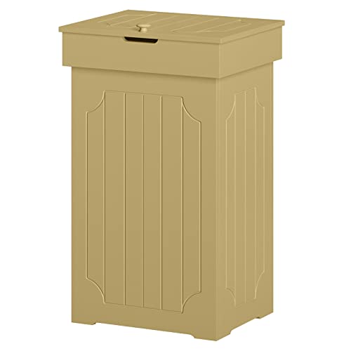 JEROAL Wood Bathroom Trash Can, 23 Gallon Kitchen Trash Can with Lid, Nordic Modern Waterproof Small Waste Basket Dog Proof Garbage Can for Kitchen, Bathroom, Bedroom, Living Room, Office, Outdoor