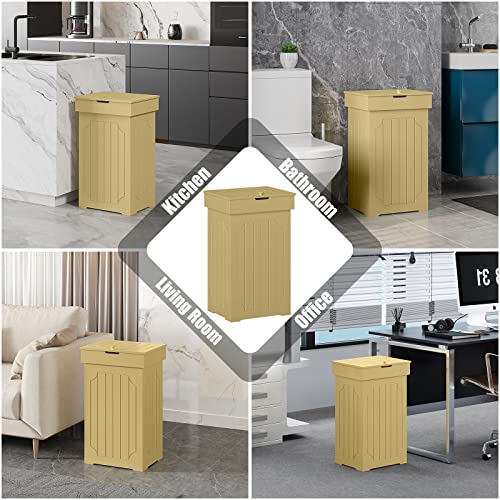 JEROAL Wood Bathroom Trash Can, 23 Gallon Kitchen Trash Can with Lid, Nordic Modern Waterproof Small Waste Basket Dog Proof Garbage Can for Kitchen, Bathroom, Bedroom, Living Room, Office, Outdoor
