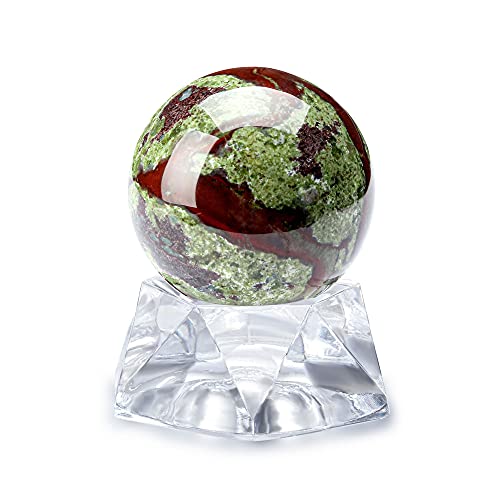 Jovivi 1.2"(30mm) Natural Dragon Blood Jasper Healing Crystal Ball Gemstone Sphere Divination Sculpture Figurine with Acrylic Stand