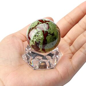 Jovivi 1.2"(30mm) Natural Dragon Blood Jasper Healing Crystal Ball Gemstone Sphere Divination Sculpture Figurine with Acrylic Stand