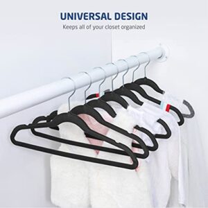 Zober Velvet Kids Hangers for Closet - Pack of 50 Non Slip Childrens Hangers for Shirts, Pants & Dresses w/Swivel Hook - Durable Kids Clothes Hanger w/Notches - Small Hangers - Black