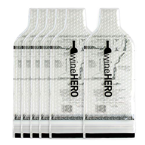 WineHero - 6 Pack Reusable Leak Proof Bottle Protector Bag for Travel Pack in Airplane Checked Baggage, Luggage, or Suitcase - Good for Cruise Travel - Wine Travel Accessory