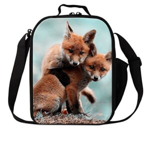 dispalang fox print lunch bags for children girls insulated lunch box bags small kids animal lunch container