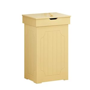 function home trash can cabinet, 23 gallon kitchen garbage can, wooden recycling trash bin, freestanding dog proof trash can, farmhouse trash cabinet with lid for home kitchen bathroom, yellow