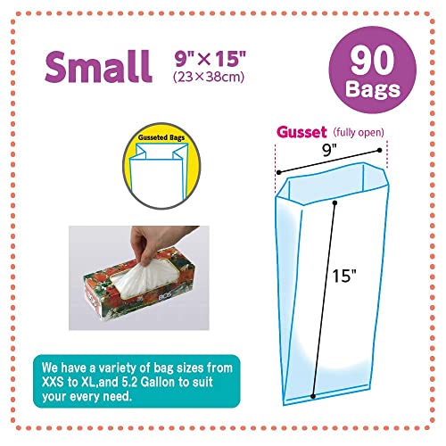 BOS Amazing Odor Sealing Disposable Bags for Diapers, Pet Waste or any Sanitary Product Disposal -Durable and Unscented (90 Bags) [Size: S, Color: White]Too Small to get a Litter Scoop Inside!