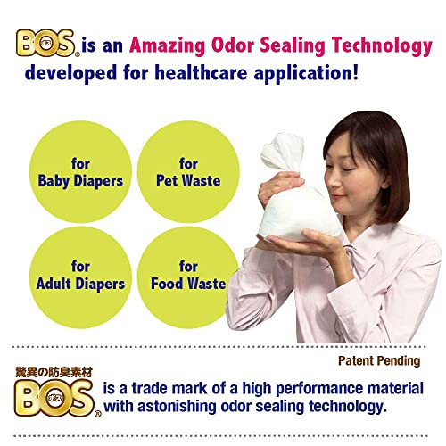 BOS Amazing Odor Sealing Disposable Bags for Diapers, Pet Waste or any Sanitary Product Disposal -Durable and Unscented (90 Bags) [Size: S, Color: White]Too Small to get a Litter Scoop Inside!