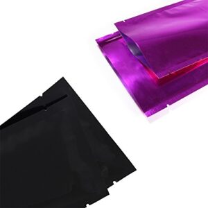 QQ Studio 200 PCS Metallic Mylar Foil Open Top Sealable Bags (7x10cm (2.7x3.9"), 100 x Black/100 x Rose Combo Pack)