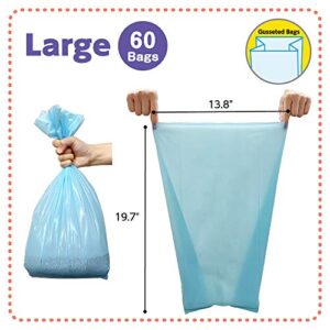 BOS Amazing Odor Sealing Cat Waste Disposal Bags - Durable, Unscented [Size: L, Color: light blue] (60 Count, Pack of 1) (60 Bags) NOT a litter box liner