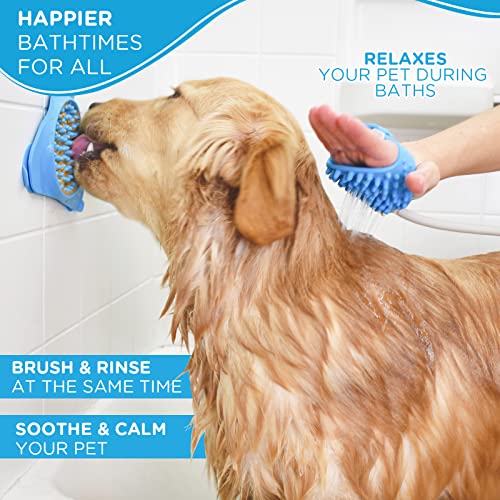 Aquapaw Dog Washer & Shower Attachment | Fast & Easy Indoor & Outdoor Pet Bathing, Massaging & Grooming | Includes 8-Foot Dog Shower Hose | Sprayer & Scrubber in 1 | As Seen on Shark Tank - Blue