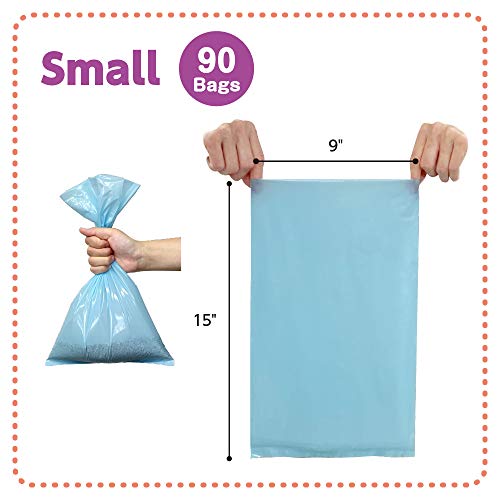 BOS Amazing Odor Sealing Cat Waste Bags - Durable and Unscented [Size: S, Color: light blue] (90 count, Pack of 1) (90 Bags) May be too small to get a litter scoop inside!