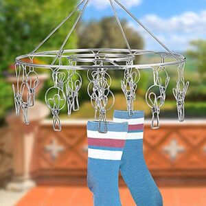 Clothes Drying Racks Laundry Drip Hanger Laundry Clothesline Hanging Rack Set of 24 Clothespins for Drying Clothes, Towels, Underwear, Lingerie, Socks