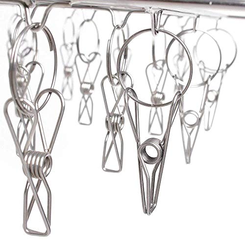 Clothes Drying Racks Laundry Drip Hanger Laundry Clothesline Hanging Rack Set of 24 Clothespins for Drying Clothes, Towels, Underwear, Lingerie, Socks