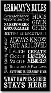 my word! grammy's rules decorative sign, 8.5x16