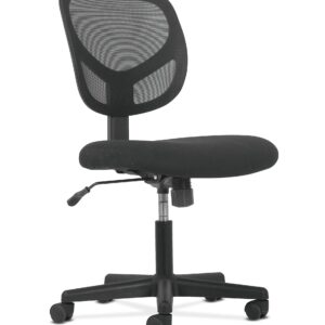 HON BSXVST101 Sadie Swivel Mid Back Mesh Task Without Arms-Ergonomic Computer/Office Chair (HVST101), Black