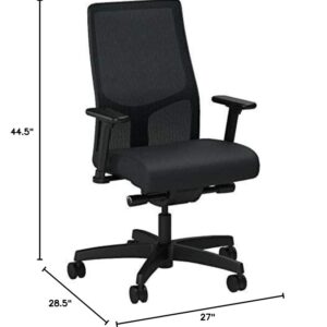 HON Ignition 2.0 Mid-Back - Black Mesh Computer Chair for Office Desk, Black Fabric