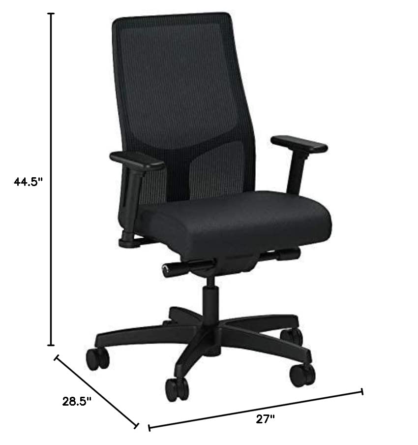 HON Ignition 2.0 Mid-Back - Black Mesh Computer Chair for Office Desk, Black Fabric