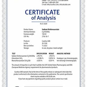 DCA - Sodium Dichloroacetate 100g Powder, Purity >99.9%, Made in Europe, by DCA-LAB, Certificate of Analysis Included, Tested in a Certified Laboratory, Buy Directly from Manufacturer, 3.5oz