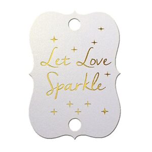 summer-ray 50 shimmer white gold foil hot stamping little violin wedding sparkler tags let love sparkle