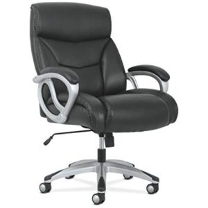 HON Sadie Big and Tall Leather Executive Chair, High-Back Computer/Office Chair, Black (HVST341)